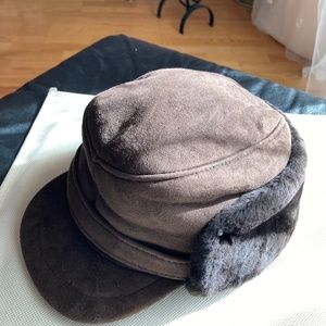 Shearling men winter hat cap pilot visor L